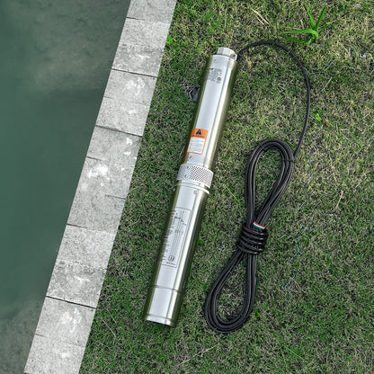 Deep Well Submersible Pump, 1 HP Output Power, 115V, 31.7 GPM Flow 207 ft Head, with 32.81 ft Cord External Control Box, Stainless Steel Water Pump, for Industrial Irrigation and Home Use, IP68