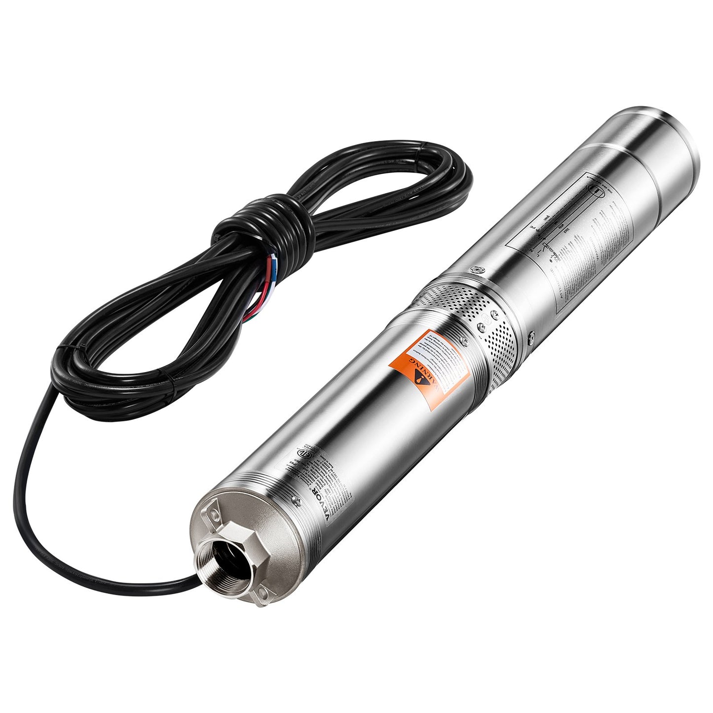 Deep Well Submersible Pump, 1 HP Output Power, 115V, 31.7 GPM Flow 207 ft Head, with 32.81 ft Cord External Control Box, Stainless Steel Water Pump, for Industrial Irrigation and Home Use, IP68