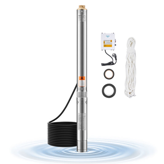 750W Stainless Steel Deep Well Submersible Pump Water Pump 210ft 65L/min