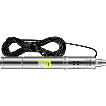 Deep Well Submersible Pump, 550W 230V/50Hz, 35L/min 108 m Head Sand Resistant &lt;5%, 20 m Electric Cable, 7.6 cm Stainless Steel Water Pumps for Industry, Irrigation and Home Use, IP68 Waterproof