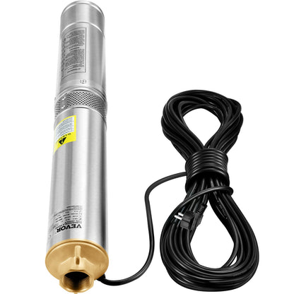 Deep Well Submersible Pump, 750W 230V/50Hz, 105L/min 62 m Head Sand Resistant &lt;5%, 20 m Power Cable, 8.9 cm Stainless Steel Water Pumps for Industry, Irrigation and Home Use, IP68 Waterproof
