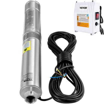 Deep Well Submersible Pump, 1.5HP 115V/60Hz, 37gpm 276ft Head, with 33ft Cord & External Control Box, 4" Stainless Steel Water Pump for Industrial, Irrigation and Home Use, IP68 Waterproof