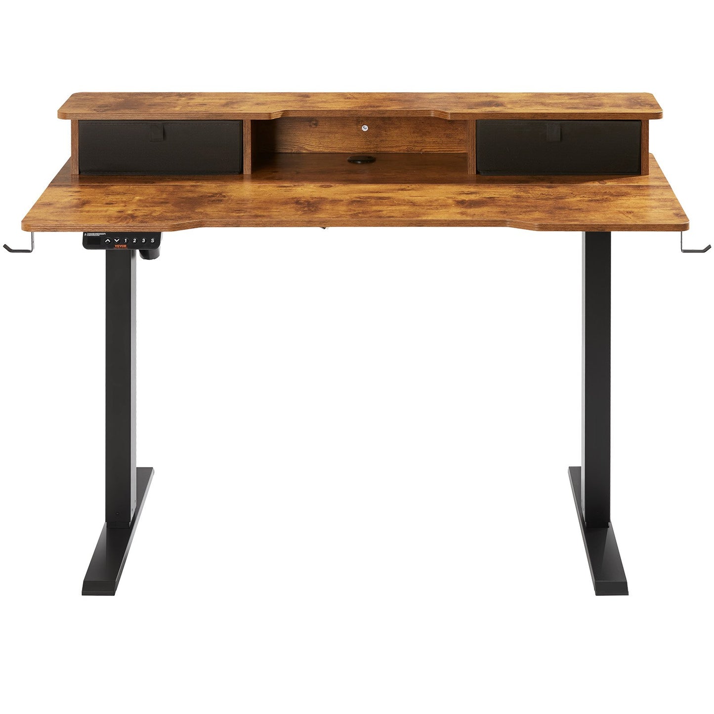 Höjdjusterbart skrivbord, 47,2" x 23,6" Elektrisk Dual Monitor Riser-arbetsstation, Helt skrivbordsbräda sitta att stå, 3-knappslägen Robust dubbel metallram, 180 LBS kapacitet för dator hem och kontor