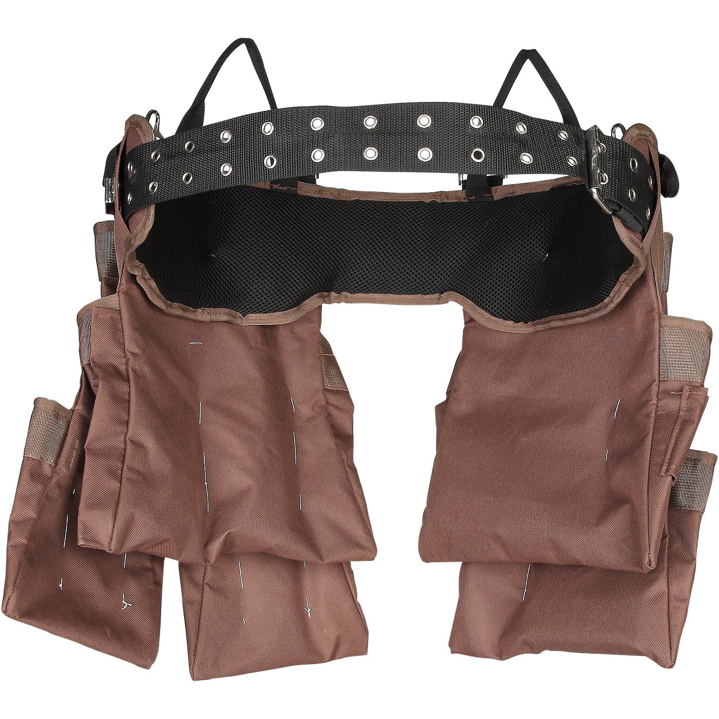 Werkzeuggürtel, 19 Taschen, verstellbar von 81,3 cm bis 137,2 cm, strapazierfähige Werkzeugtasche aus Polyester, abnehmbare Werkzeugtasche für Elektriker, Tischler, Handwerker, Holzarbeiter, Bau, Rahmen, Braun