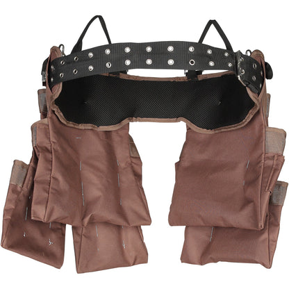 Werkzeuggürtel, 19 Taschen, verstellbar von 81,3 cm bis 137,2 cm, strapazierfähige Werkzeugtasche aus Polyester, abnehmbare Werkzeugtasche für Elektriker, Tischler, Handwerker, Holzarbeiter, Bau, Rahmen, Braun