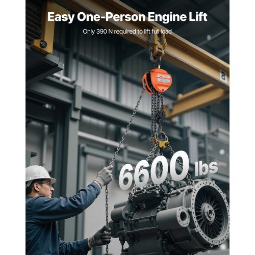 handtelfer, 3 tons kapacitet, manuell kedjeblock med uppgradering G80 galvaniserad kedja, 6 m lyfthöjd, kraftig remskivetelfer för garage, lager, fordonsmaskiner, orange |  EU