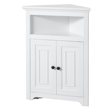 Eckschrank mit 2 Holztüren und verstellbaren Regalen, 81,3 cm, Weiß