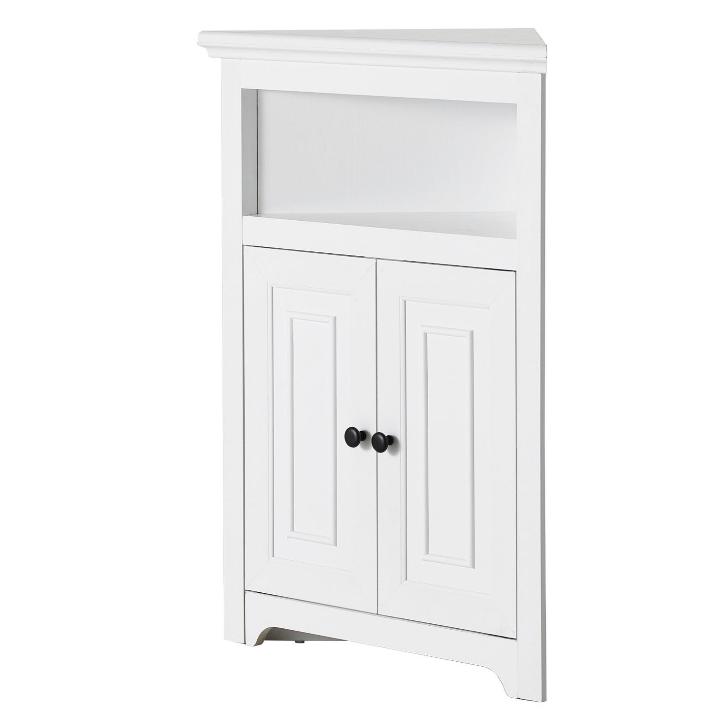 Eckschrank mit 2 Holztüren und verstellbaren Regalen, 81,3 cm, Weiß