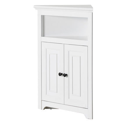 Eckschrank mit 2 Holztüren und verstellbaren Regalen, 81,3 cm, Weiß