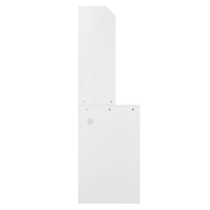 64" Corner Storage Cabinet with Charging Station Adjustable Shelves White