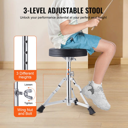 Kids Drum Set, 3-Piece, 14 in Beginner Drum Set with Adjustable Throne Cymbal Pedal Two Pairs of Drumsticks, 8'' Tom Drum 10'' Snare Drum 14'' Bass Drum, Starter Drum Kit for Child Kids, Blue
