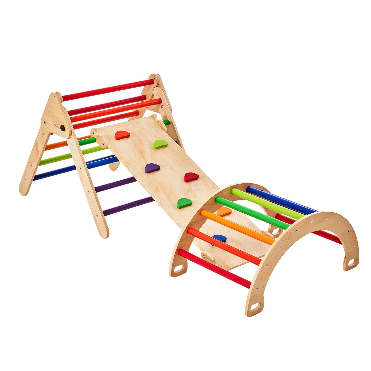 Pikler Dreieck Set 5-in-1 Montessori Kletterspielzeug Kleinkinder Groß Bunt
