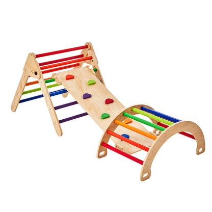 Pikler Dreieck Set 5-in-1 Montessori Kletterspielzeug Kleinkinder Groß Bunt