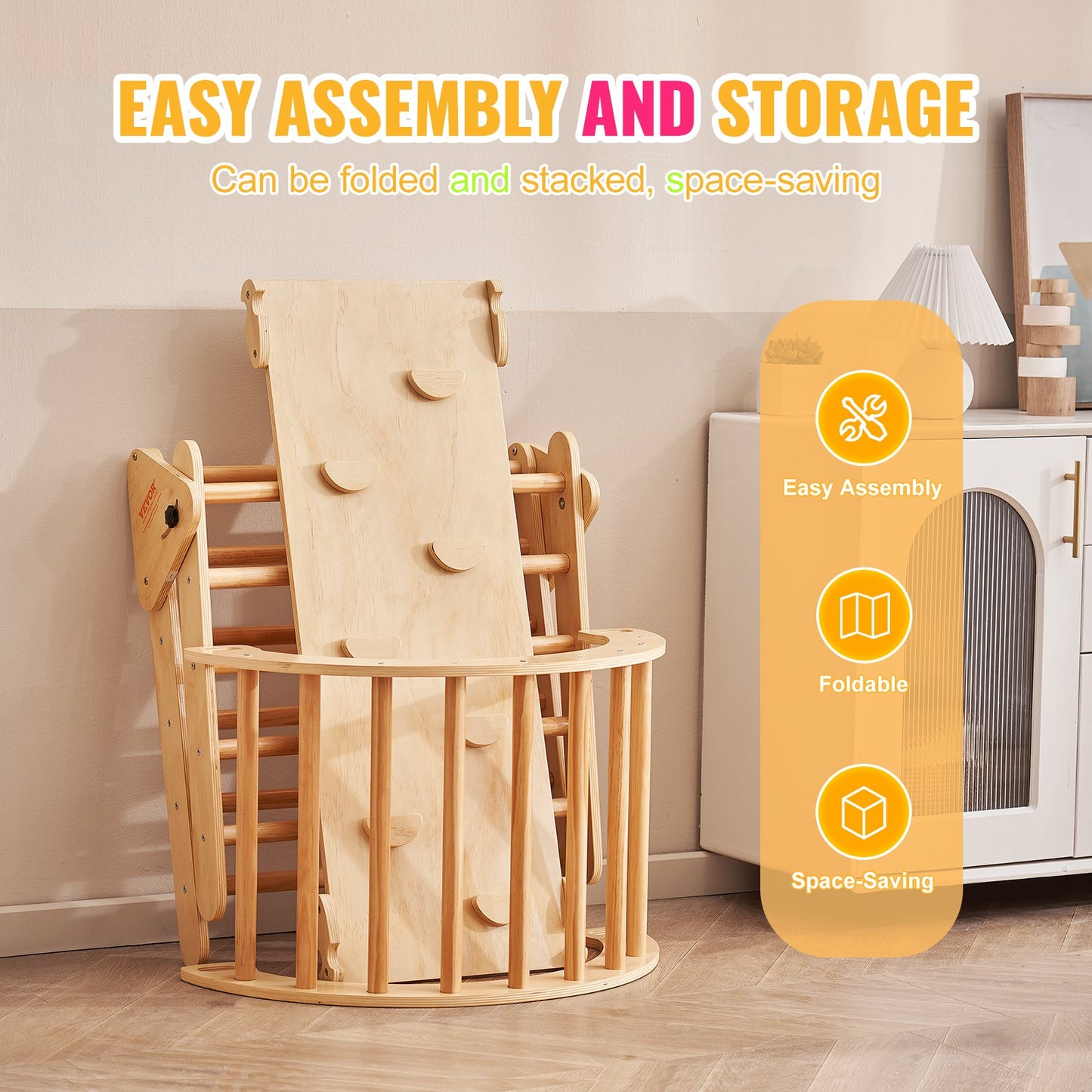 Pikler Triangel Set 5-i-1 Montessori-klätterleksaker för småbarn Stort trä