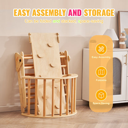 Pikler Triangel Set 5-i-1 Montessori-klätterleksaker för småbarn Stort trä