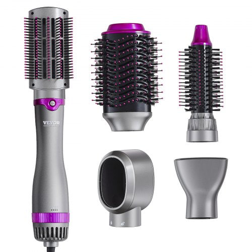 Hair Air Styler and Dryer Brush, 5-in-1 Multi Hair Styler, Ionic Blow Dryer Brush with 3 Heat Settings, 3 Brushes & 2 Nozzles, High-Speed Hair Styling Tool for Volumizing Straightening Curling