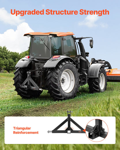 3 Point Hitch Receiver with 2 in Receiver, 3pt Quick Hitch Attachment, 3,000 lbs Capacity, Heavy Duty Tractor Tow Drawbar Adapter, Compatible with Kubota, Mahindra, John Deere, Massey Ferguson