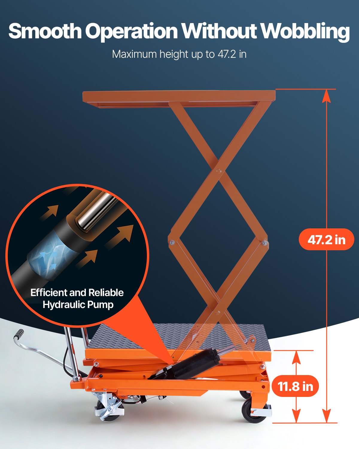120 cm Hydraulischer Hubtisch Doppelscherenhubwagen 226,8 kg Rutschfest