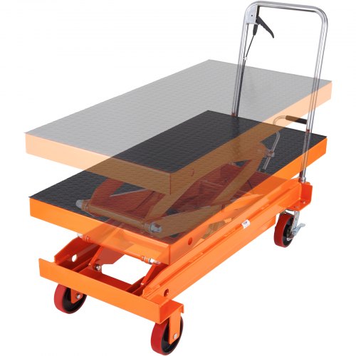 Hydraulic Lift Table Cart, 1760lbs Capacity 59" Lifting Height, Manual Double Scissor Lift Table with 4 Wheels and Non-slip Pad, Hydraulic Scissor Cart for Material Handling and Transportation