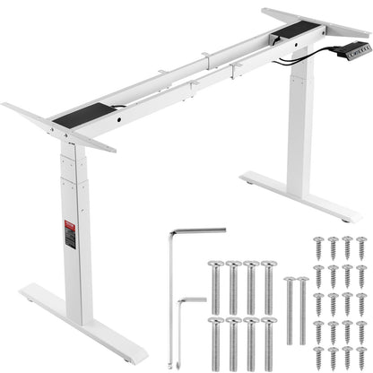 Electric Standing Desk Frame Dual Motor Adjustable 66-129cm H White