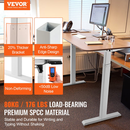 Electric Standing Desk Tripod Adjustable 70-117 cm H Workstation White
