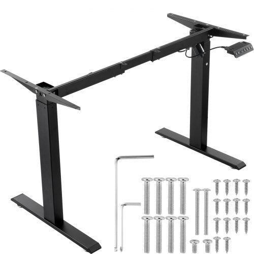 Standing Desk Frame, Adjustable 27.6-46.1 inch Height & 35.4-53.2 inch Length Electric Stand Up Computer Desk Legs, Ergonomic DIY Workstation Base for Home and Office (Black Frame Only)