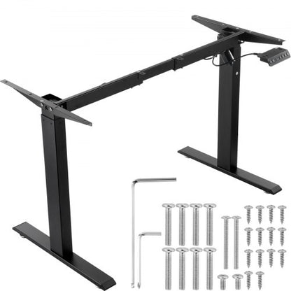 Standing Desk Frame, Adjustable 27.6-46.1 inch Height & 35.4-53.2 inch Length Electric Stand Up Computer Desk Legs, Ergonomic DIY Workstation Base for Home and Office (Black Frame Only)