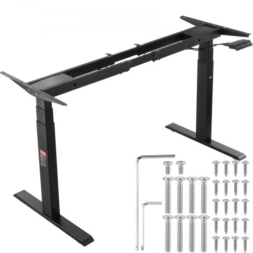 Standing Desk Frame Dual Motor, Adjustable 26"-50.8" Height & 43.3"-70.1" Length Electric Stand Up Computer Desk Legs, Ergonomic Workstation Base for Home Office 3 Positions (Black Frame Only)
