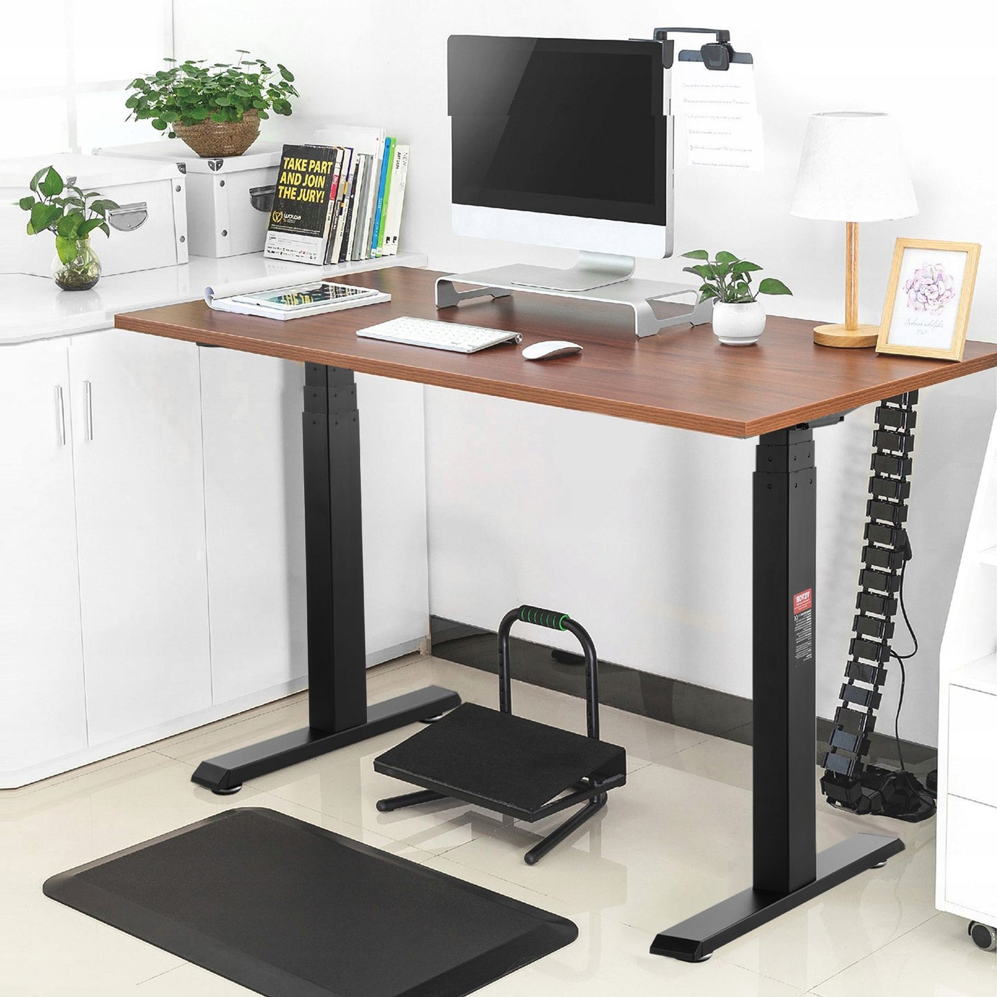 Standing Desk Frame Dual Motor, Adjustable 26"-50.8" Height & 43.3"-70.1" Length Electric Stand Up Computer Desk Legs, Ergonomic Workstation Base for Home Office 3 Positions (Black Frame Only)