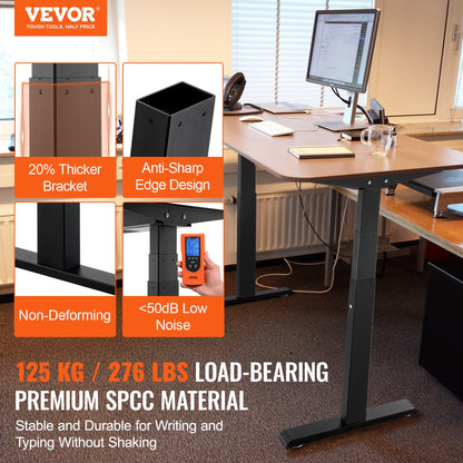 Electric Standing Desk Frame Dual Motor Adjustable 65-129 cm H Black