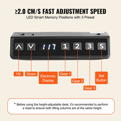 Elektrisches Stehpultgestell Doppelmotor verstellbar 70-117 cm H Schwarz