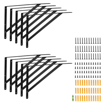 Regalhalterung, 12 x 8 Zoll, 10 Stück, robuste schwebende Regalhalterungen, Halterungen für Regale, 3 mm dickes, mattschwarzes Dreieckregal, Stahlregal mit 160 lbs Tragkraft