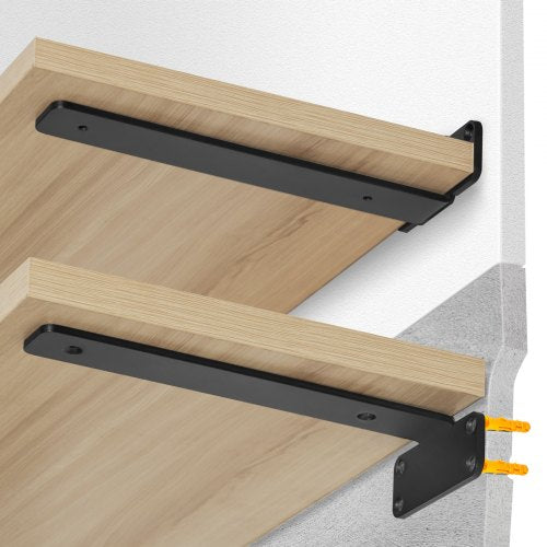 Shelf Bracket, 6”L x 4”W x 1.6”H 6 Pcs, Heavy Duty Floating Shelf Brackets, Brackets for Shelves, 5mm Thick Matte Black L Shelf Bracket,Steel Shelving Brackets with 160 lbs Load Capacity