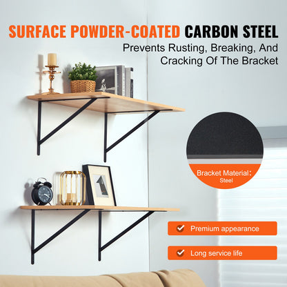 Regalhalterung, 18 x 12 Zoll, 12 Stück, robuste schwebende Regalhalterungen, Halterungen für Regale, 3 mm dickes, mattschwarzes Dreieckregal, Stahlregale mit 160 lbs Tragkraft