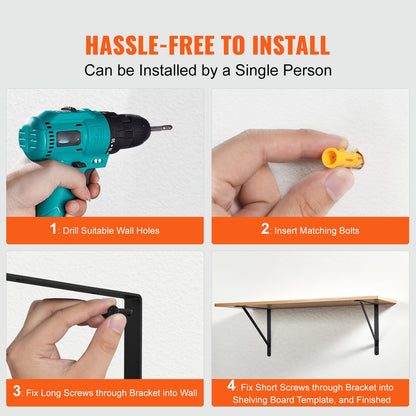 Regalhalterung, 18 x 12 Zoll, 12 Stück, robuste schwebende Regalhalterungen, Halterungen für Regale, 3 mm dickes, mattschwarzes Dreieckregal, Stahlregale mit 160 lbs Tragkraft