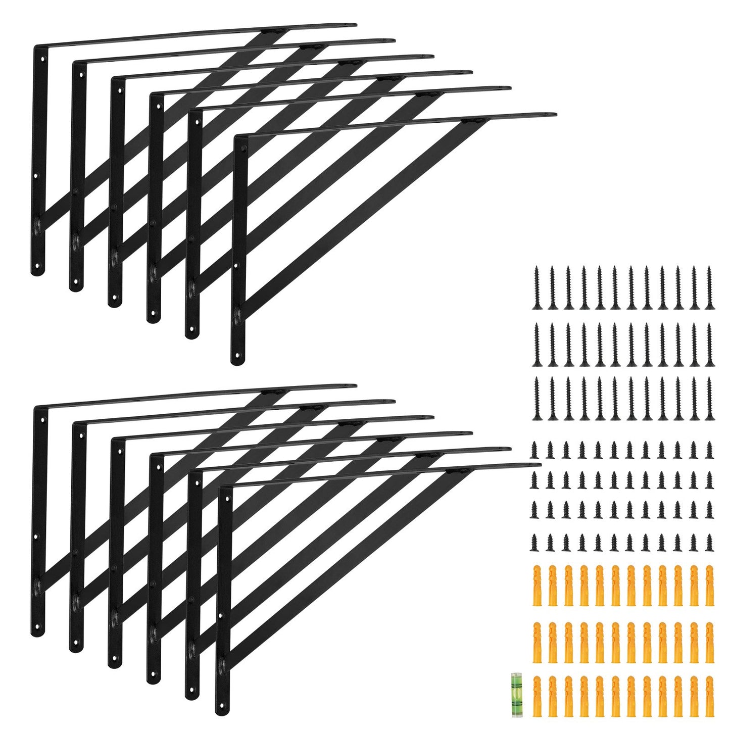 Regalhalterung, 18 x 12 Zoll, 12 Stück, robuste schwebende Regalhalterungen, Halterungen für Regale, 3 mm dickes, mattschwarzes Dreieckregal, Stahlregale mit 160 lbs Tragkraft