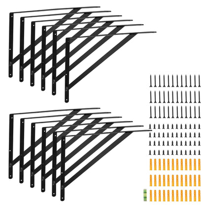 Regalhalterung, 18 x 12 Zoll, 12 Stück, robuste schwebende Regalhalterungen, Halterungen für Regale, 3 mm dickes, mattschwarzes Dreieckregal, Stahlregale mit 160 lbs Tragkraft