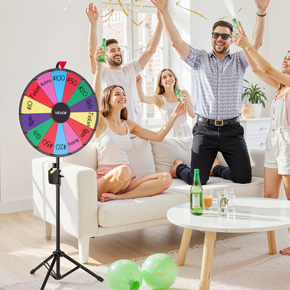 24 in Spinning Prize Wheel, 14 Slots Spinning Wheel with Tripod, Adjustable Height Win Fortune Roulette with a Dry Erase and 2 Markers, 6 Colors, Easy Assembly, for Party Pub Trade Show Carnival