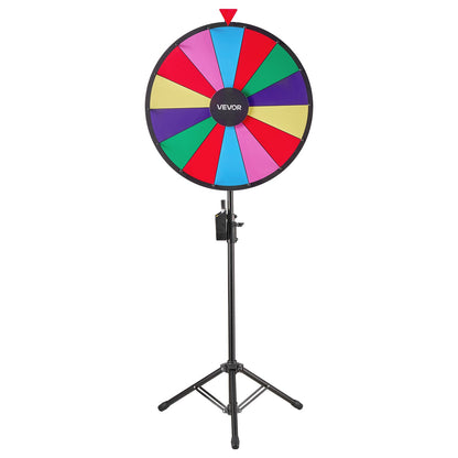 24 in Spinning Prize Wheel, 14 Slots Spinning Wheel with Tripod, Adjustable Height Win Fortune Roulette with a Dry Erase and 2 Markers, 6 Colors, Easy Assembly, for Party Pub Trade Show Carnival