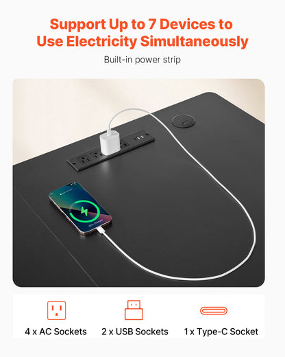 L Shaped Desk, Electric Adjustable Height Corner Gaming Desk with Dual Hooks and Wheels, Heavy Duty Carbon Steel L-Shaped Computer Table with Power Strip for Home Office, Easy to Assemble, Black