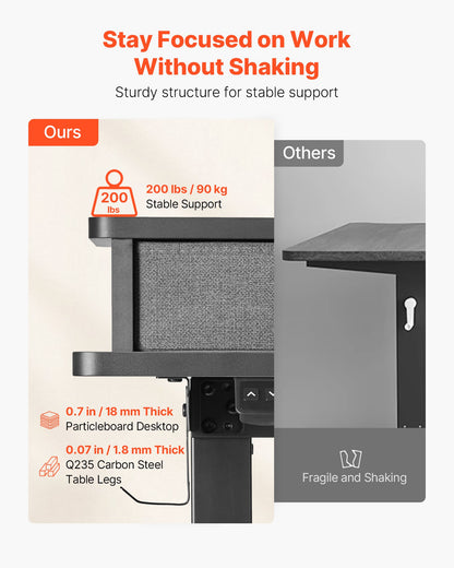 L Shaped Desk, Electric Adjustable Height Corner Gaming Desk with CPU Stands, Dual Hooks and Fabric Drawers, L-Shaped Computer Table with Power Strip for Home Office, Easy to Assemble, Black