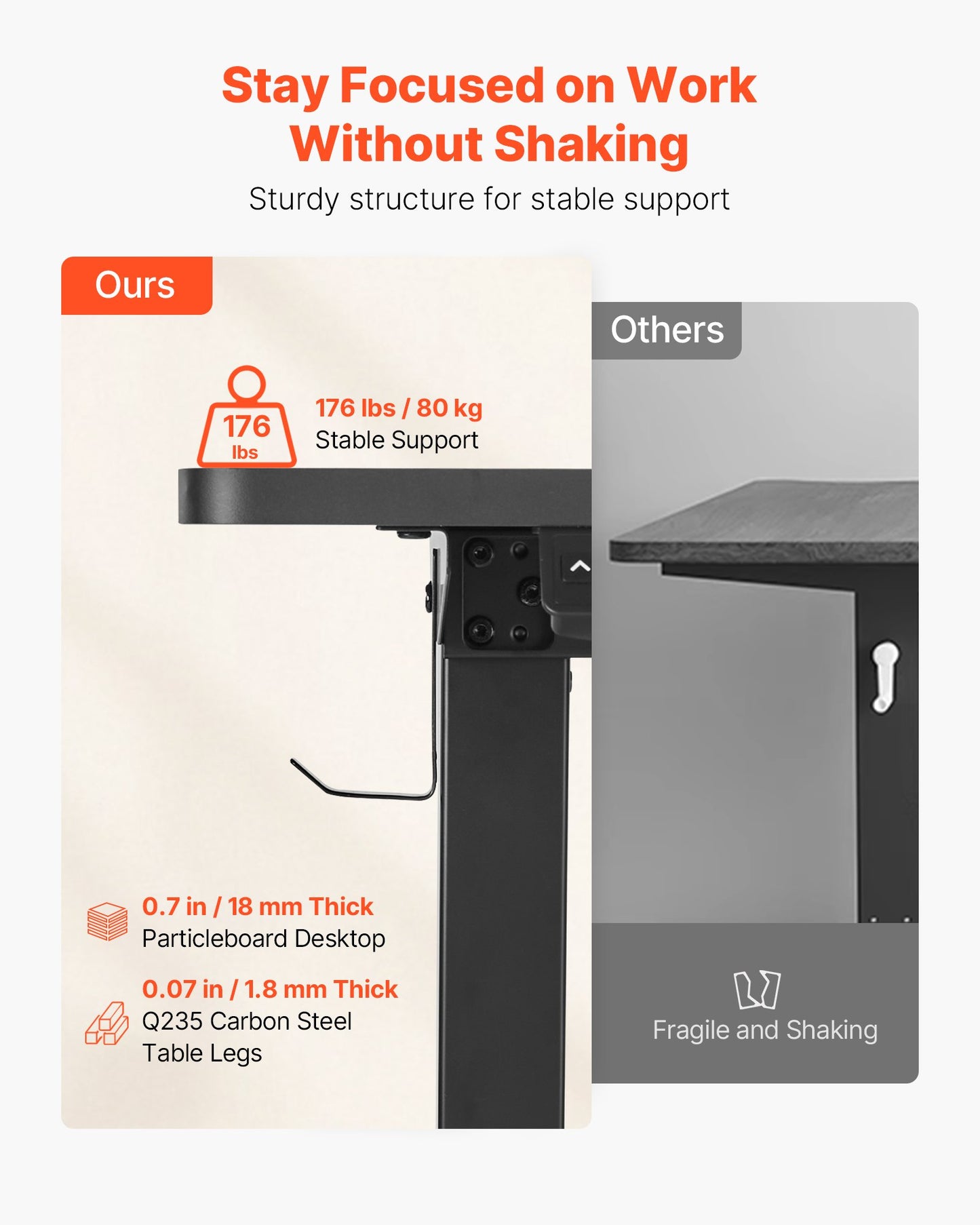 L Shaped Desk, Electric Adjustable Height Corner Gaming Desk with CPU Stand, Dual Hooks and Fabric Drawers, L-Shaped Computer Table with Light Strip for Home Office, Easy to Assemble, Black