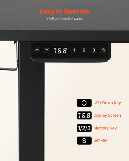 L Shaped Desk, Electric Adjustable Height Corner Gaming Desk with CPU Stand, Dual Hooks and Fabric Drawers, L-Shaped Computer Table with Light Strip for Home Office, Easy to Assemble, Black