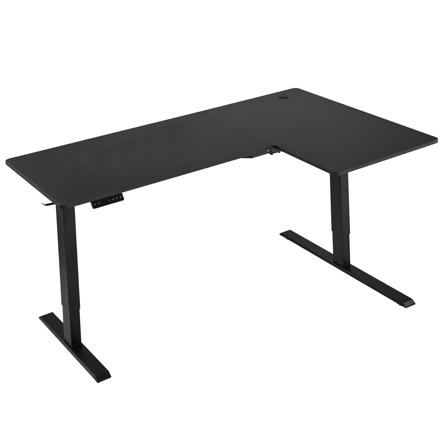 L Shaped Desk, Electric Adjustable Height Corner Gaming Desk with Dual Hooks, Heavy Duty Carbon Steel L-Shaped Computer Table with Power Strip for Home, Office, Dorm, Easy to Assemble, Black