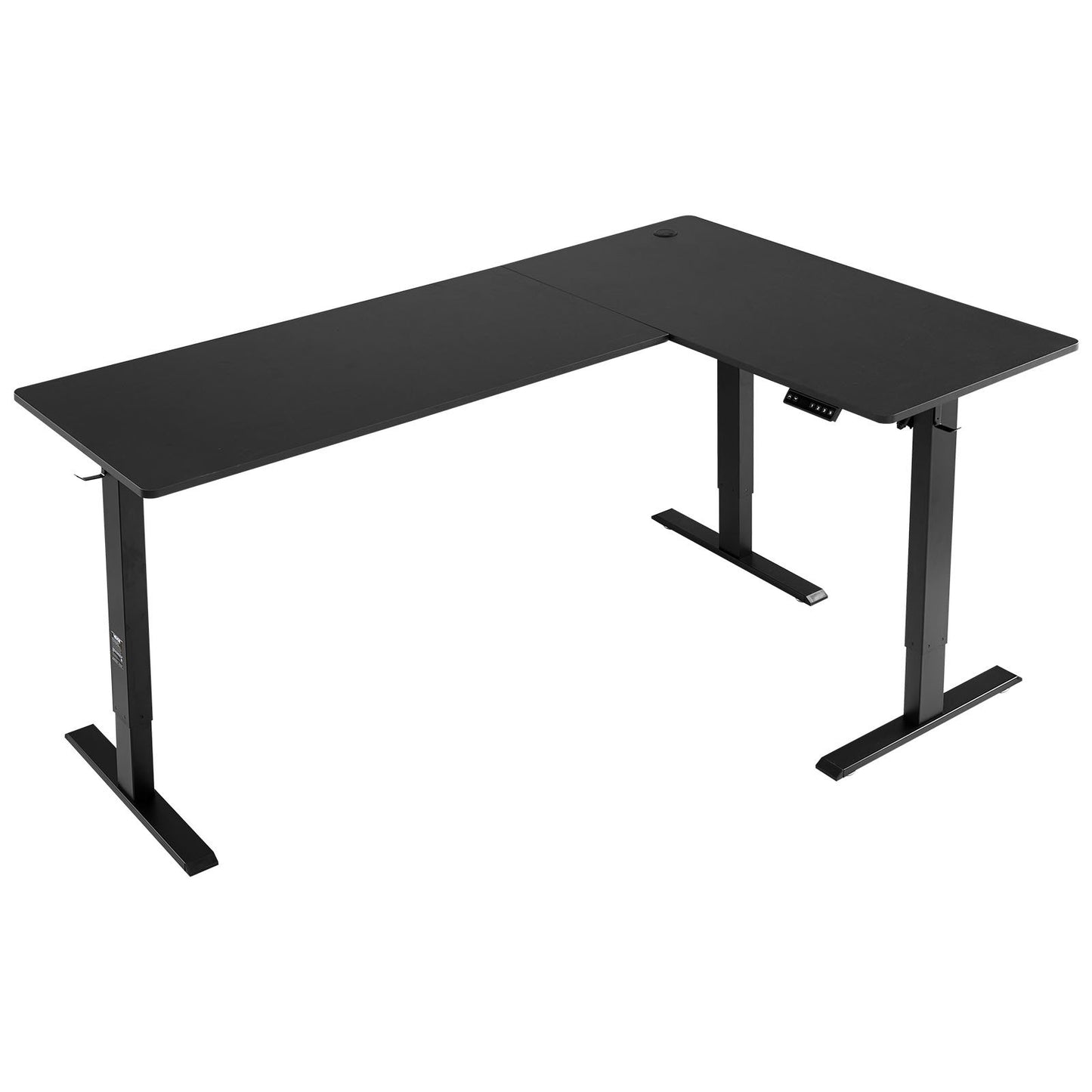 L Shaped Desk, Electric Adjustable Height Corner Gaming Desk with Dual Hooks, Heavy Duty Carbon Steel L-Shaped Computer Table with Power Outlets for Home and Office, Easy to Assemble, Black