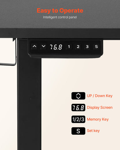 L Shaped Desk, Electric Adjustable Height Corner Gaming Desk with Keyboard Tray and Dual Hooks, Heavy Duty L-Shaped Computer Table with Light Strip for Home Office, Easy to Assemble, Black