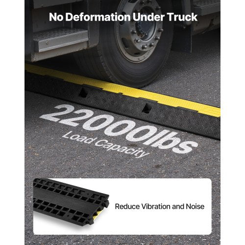 Kabelskyddsramp, 9 979 kg/axelkapacitet, 1 kanals kraftig gummisnöre, slangskydd, 70 x 50 mm kanal, trafikhinder med öppningsbart toppskydd, för inomhusbruk och utomhusbruk, 1-pack |  EU