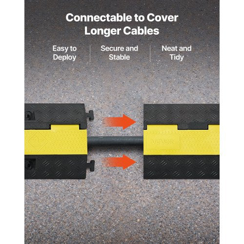 Kabelskyddsramp, 9 979 kg/axelkapacitet, 1 kanals kraftig gummisnöre, slangskydd, 70 x 50 mm kanal, trafikhinder med öppningsbart toppskydd, för inomhusbruk och utomhusbruk, 1-pack |  EU