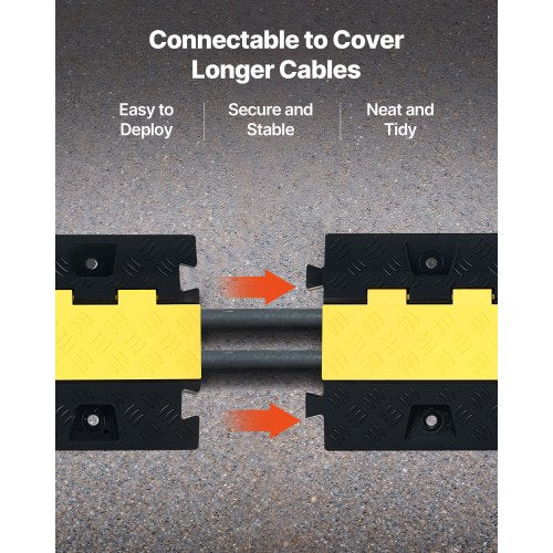 Kabelskyddsramp, 9 979 kg/axelkapacitet, 2-kanals kraftigt TPU-sladdskydd för slang, 31 x 28 mm kanal, trafikhinder med öppningsbart toppskydd, för inomhus- och utomhusbruk, 3-pack |  EU