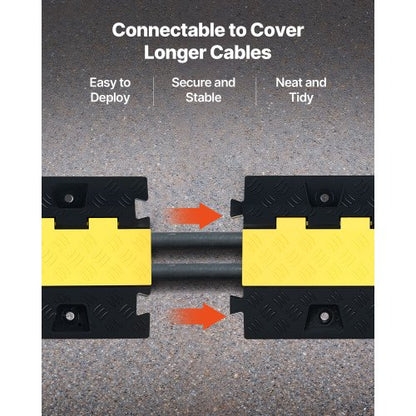 Kabelskyddsramp, 9 979 kg/axelkapacitet, 2-kanals kraftigt TPU-sladdskydd för slang, 31 x 28 mm kanal, trafikhinder med öppningsbart toppskydd, för inomhus- och utomhusbruk, 3-pack |  EU